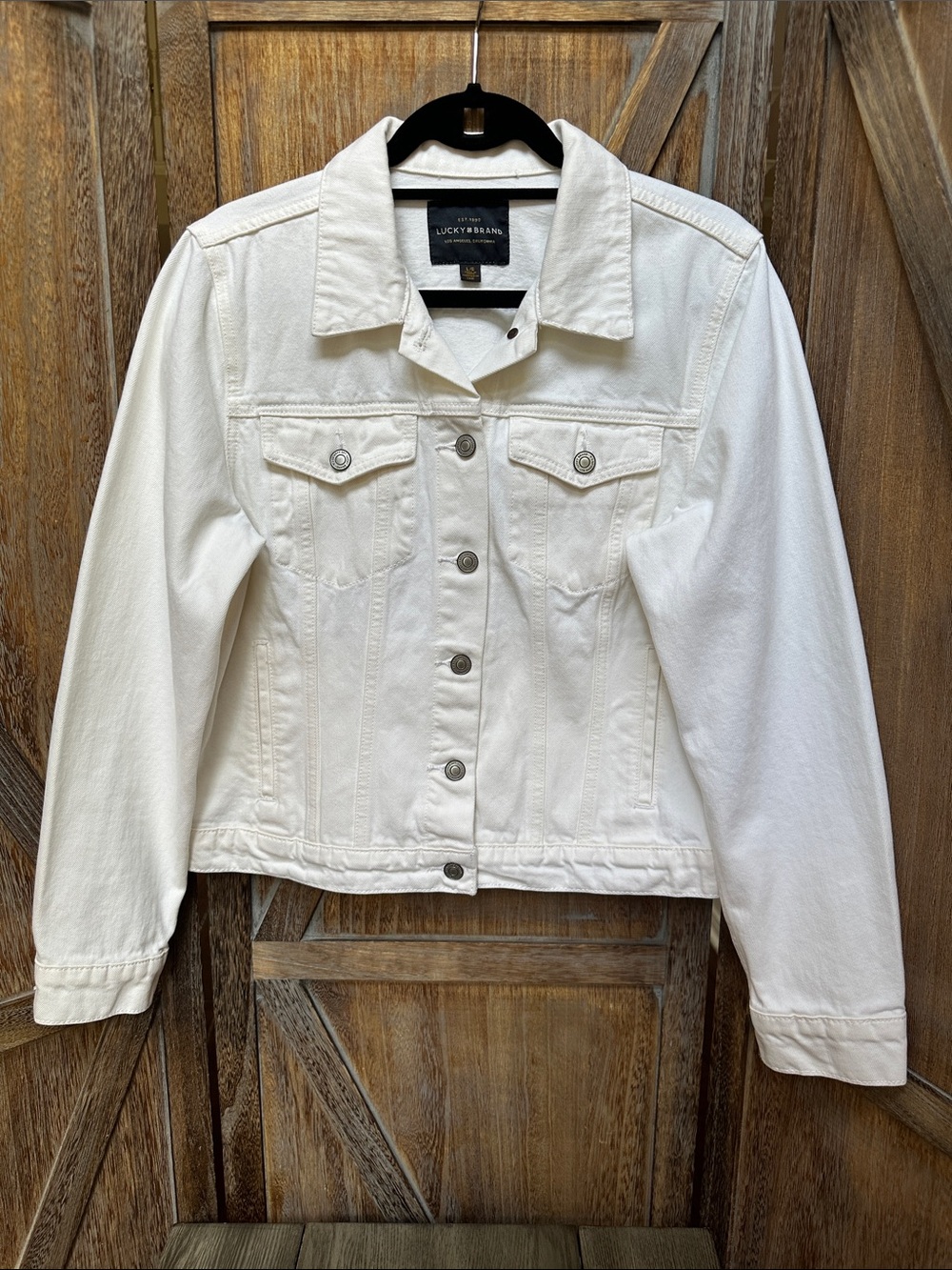 Lucky Brand White Denim The Tomboy Trucker Women’s Jacket Size Large